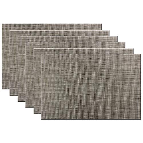 Placemats Place Mats Indoor Set of 6 Washable Easy to Clean PVC Placemat (Placemats Set of 6, Camel) - color: Camel, size: placemats set of 6
