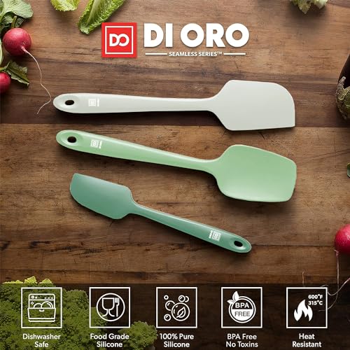 DI ORO Silicone Spatula Set - 600F Heat Resistant, 3-Pc Pastel | Rubber scraper won't scratch nonstick pans; For baking, cooking, mixing, and frosting; BPA-free and dishwasher safe - color: Pastel