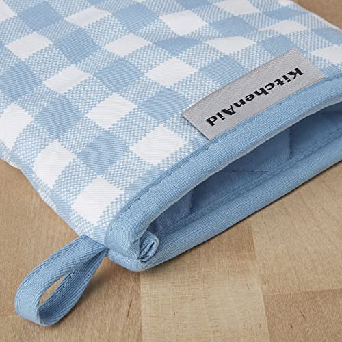 KitchenAid Gingham Mini Oven Mitt 2-Pack Set, Blue Velvet, 5.5"x8" - color: Blue Velvet