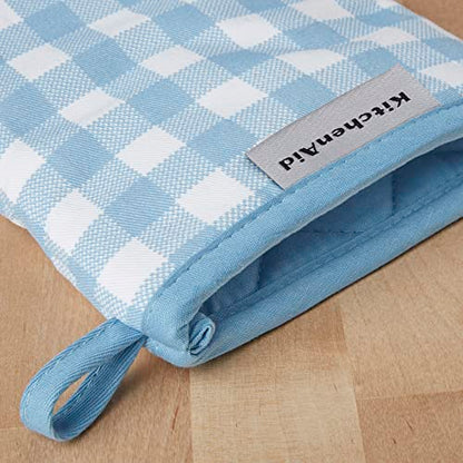 KitchenAid Gingham Mini Oven Mitt 2-Pack Set, Blue Velvet, 5.5"x8" - color: Blue Velvet