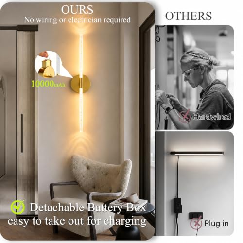 Rechargeable Wall Lights Battery Operated Sconce 2Pack(Gold Bubble Crystal) | 10000mAh Wireless Wall Lights With Touch & Remote, 4CCT, 360° Rotatable Wall Lamp for Bedroom Living Room Hallway 31.5in - color: Bubble Crystal Gold