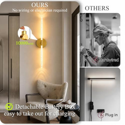 Rechargeable Wall Lights Battery Operated Sconce 2Pack(Gold Bubble Crystal) | 10000mAh Wireless Wall Lights With Touch & Remote, 4CCT, 360° Rotatable Wall Lamp for Bedroom Living Room Hallway 31.5in - color: Bubble Crystal Gold