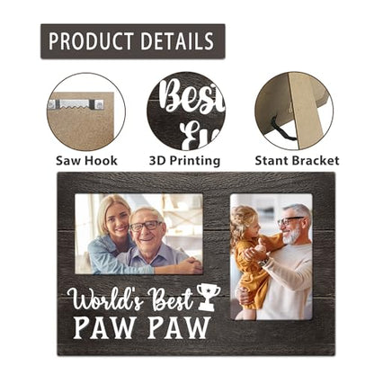 Fathers Day Pawpaw Gifts, Paw Paw Gift for Grandpa 3D Photo Frame Hold 4x6 Inches Two Photos, Best Pawpaw Ever Birthday Gift for Him from Grandkids, Gifts for Pawpaw Who Wants Nothing - color: paw paw