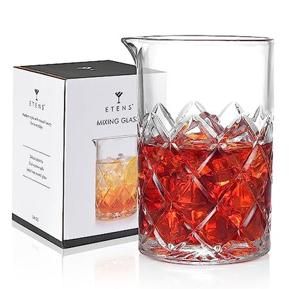 24oz Crystal Cocktail Mixing Glass | Old Fashioned Mixing Glass Bartender Bar Tool | Heavy Duty 700ml Glass Cocktail Pitcher & Mixing Beaker for Whiskey Drinks, Bar Accessories (Pack of 3) - size: 24 Ounces (Pack of 3)