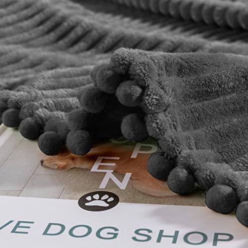 DISSA Fleece Blanket Twin Size – 60x80, Dark Grey – Soft, Plush, Fluffy, Fuzzy, Warm, Cozy – Perfect Throw for Couch, Bed, Sofa - with Pompom Fringe - Flannel Blanket Throw Blanket - color: Dark Grey, size: 60x80"