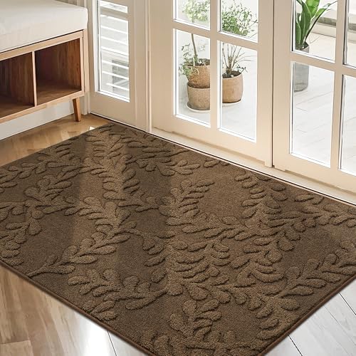 BEQHAUSE Door Mats 32" x 48", Dirt Trapper Doormats, Brown | Non-slip Washable Entryway Rugs Indoor, Super Absorbent Welcome Mat for Front Door, Mud Shoes & Paws - color: Brown, size: 2'8" x 4' (Rectangular)