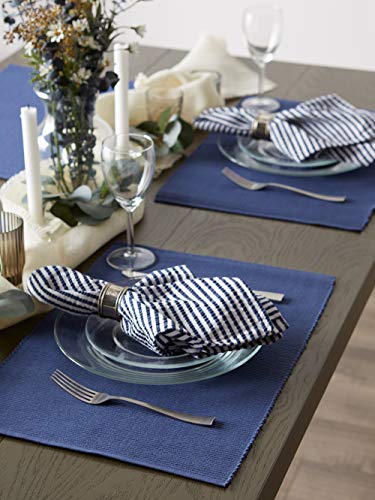 DII Basic Everyday Ribbed Tabletop 100% Cotton, Placemat Set, 13x19, French Blue, 6 Piece - color: French Blue, size: 13x19"