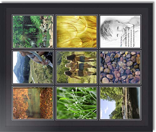 ArtToFrames Collage Photo Frame Double Mat with 9-8x10 Openings with Satin Black Frame and Black mat. - color: Black, size: 9 - 8x10