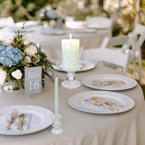 Glass Taper Candle Holders Set of 3, Clear Candlestick Holders for Pillar Taper Candles Elegant Carved Design for Church Romantic Dinners Holiday Decor Wedding Party