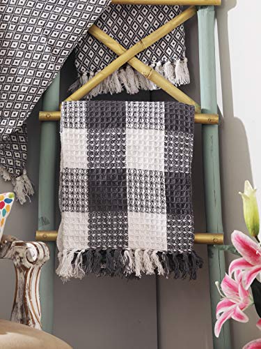 Baffalo Check Cotton Throw 50X60- Charcoal/Wht - color: Charcoal White Buffalo Check