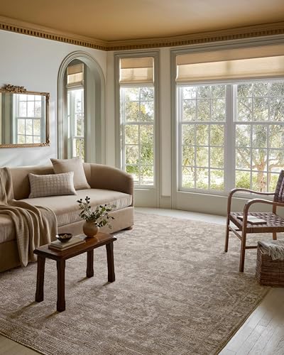 Loloi Magnolia Home Pace Taupe/Wheat 5'-3" x 7'-6" Area Rug | Magnolia Home by Joanna Gaines PAC-03 Approx. 5x8 Grey Living room Dining room Bedroom, Vintage Inspired, Farmhouse, Area Rug - color: Taupe / Wheat, size: 5'3" x 7'6" (Rectangular)