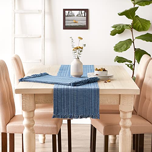 DII Variegated Tabletop Collection, Table Runner, 13x108, Nautical Blue - color: Nautical Blue, size: Table Runner, 13x108"