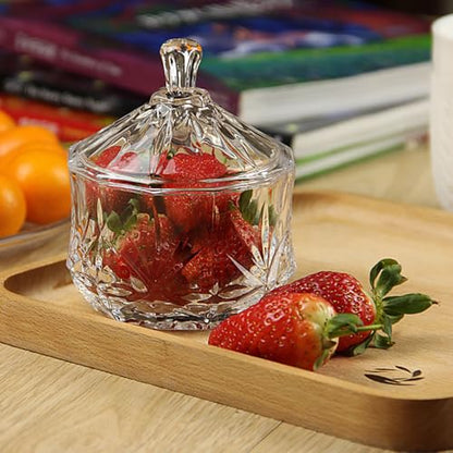 Colorful Crystal Glass Candy Snack Barrel Storage Jar Embossed Luxury Cookie Buffet Canister With Lids Jewelry Box Jar Biscuit Containers(Clear) - color: Treasure Box-Clear
