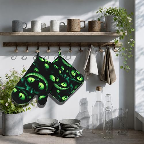 Halloween Ghost Face Heat-Resistant Oven Mitts and Pot Holder Smile Face Kitchen Non-Slip Silicone Cooking Microwave Gloves for BBQ Baking Grilling - color: Halloween Ghost Face