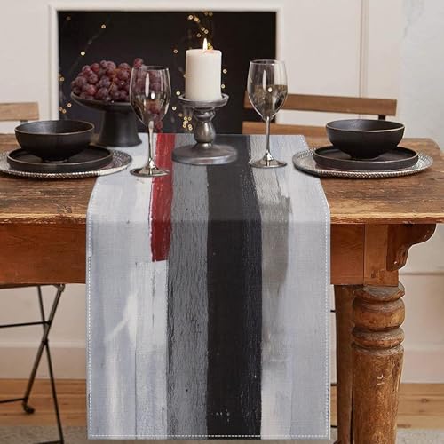 Emvency Table Runner, 13x72 Inch, Modern Art Painting | Black Red Dining Decor for Kitchen Coffee Table Family Dinners Holiday Parties Wedding Events Decor - color: Black Red, size: 13x72