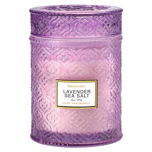Lavender Scented Candle, 19oz Large Soy Wax Aromatherapy Candle, Lavender Sea Salt Luxury Glass Jar Candle for Home Decor, Relaxation Gifts for Women - color: LAVNDER SEA SALT