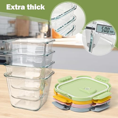 Borosilicate Glass Soup Containers with Lids, 4 Cup/32 oz, 4 Pack | Microwave Dishwasher Oven Freezer Safe | Airtight Leak Proof | Food Grade | Square Soup Meal Prep | Lunch | Food Storage Set - color: Multicolor
