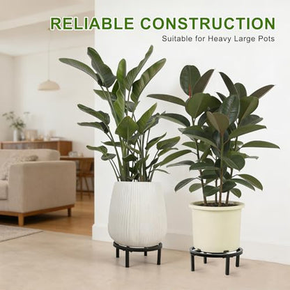 Metal Plant Stand Indoor & Outdoor Pot Holder Black 12"-2PCS | Indoor & outdoor usable ; Heavy duty load bearing：Up to 300 Lbs ; Ultra Stable, Not Wobbing - size: 11.8"-2PCS