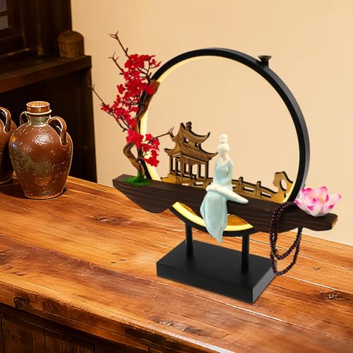 Backflow Incense Holder with LED Light, Countertop Incense Burner Holder Chinese Retro Ceramic Backflow Incense Burner for Relaxing or Home Decor (Style 4) - size: Style 4
