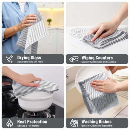 Homaxy Premium 100% Cotton Kitchen Towels 18"x28", 6 Pack, Grey | Large Kitchen Hand Towels, Soft and Absorbent Tea Towel, Dish Towels with Hanging Loops - color: Grey, size: 18 x 28 - 6 Pack