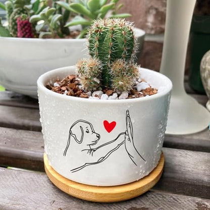 1Pcs Dog Window Garden Planter Pots with Drainage Tray, Ceramic Pot 3 Inch | Small Planters for Plants,Decoration for Outdoors,Home,Office,Dog Gifts for Women Men,Housewarming(No Plants Included) - style: Dog