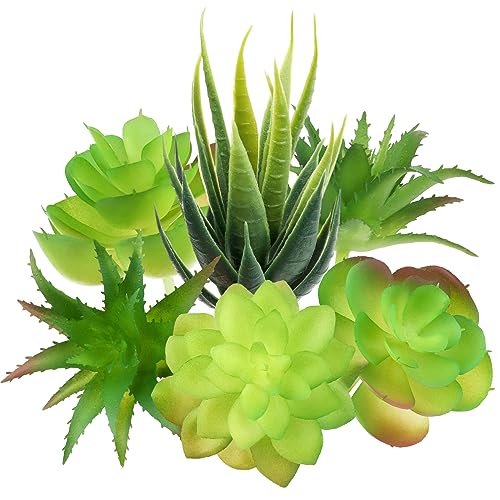 Fake Succulent Plants, 6pcs Mini Green Succulent Plants Faux, Artificial Succulents Plants for DIY Crafting Home Floral Wall Office Decoration (excluding pots)