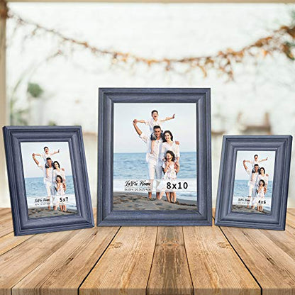 5x7 Picture Frames (3 Pack, Bule) Rustic Photo Frame Set with High Definition Glass for Wall Mount & Table Top Display - color: Blue, size: 5x7