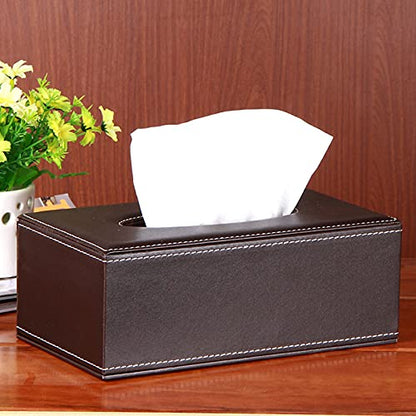 High-end Fashion Pu Leather Tissue Box Holder Business Black,Rectangular Tissue Box Cover,Napkin Holder Drawer Paper Dispenser,Home Office car Tissue Holder with Magnetic Bottom (Brown) - color: Brown