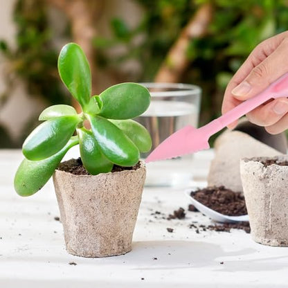 M METERXITY 2-Set Succulent Tools, Plastic 2-in-1 Mini Garden Shovel Hand Succulent Transplanting Tools Garden Shovel Transplant Trowel for Planting/Digging/Aerating/Sowing [Pink] - color: Pink