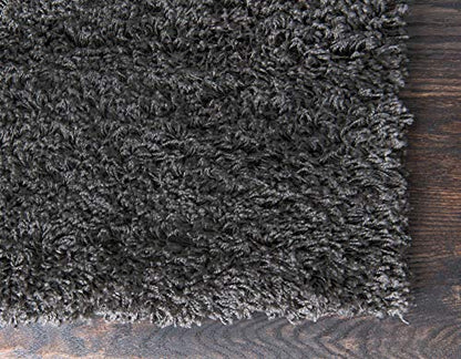 Unique Loom Solid Shag Collection Area Rug (2' x 3' 1" Rectangle, Graphite Gray) - color: Graphite Gray, size: 2' x 3'1" (Rectangular)