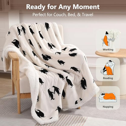 Electric Blanket Cute Heated Throw Blanket Penguin Print 50X60in for Winter - color: Penguin Print, size: Throw 50" x 60"