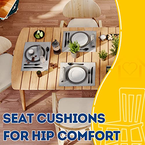 AAAAAcessories D-Shaped Chair Cushions, 2" Thick Dining Chair Pads with Ties and Removable, Machine-Washable Cover, 17" x 16", Set of 6, Oatmeal Beige - color: Oatmeal Beige, size: 6 Count(Pack of 1)