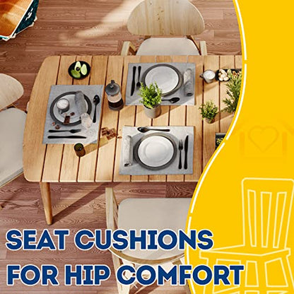 AAAAAcessories D-Shaped Chair Cushions, 2" Thick Dining Chair Pads with Ties and Removable, Machine-Washable Cover, 17" x 16", Set of 4, Oatmeal Beige - color: Oatmeal Beige, size: 4 Count(Pack of 1)