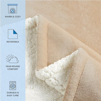 Arkwright Sherpa Fleece Throw Blanket - Plush Fluffy Warm Reversible Soft Sherpa Throw Blanket for Home, Couch, Sofa, Bed, Camping and Travel, 50x60 in, Tan - color: Irish Cream Tan, size: Throw (50x60) Pack of 1