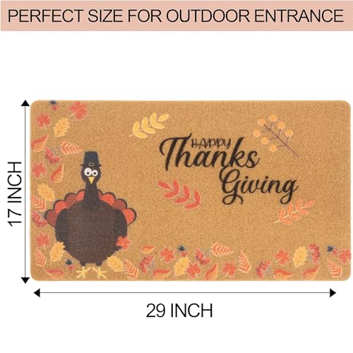 FGSS Happy-Thanksgiving-Fall Welcome-Door-Mats Holiday-Doormats 17X29 Inch - color: Turkey Fall Leaves