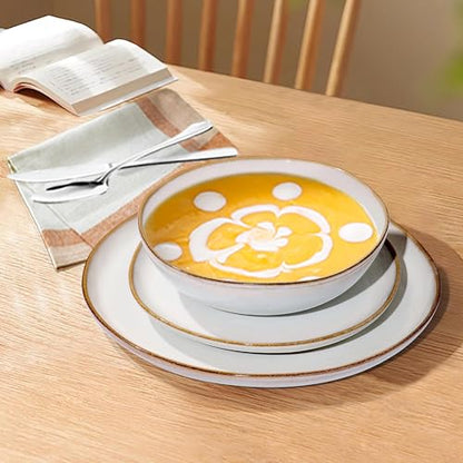 Herogo 24Pcs Plates and Bowls Dinner Set, Stoneware Dinnerware Dishes Sets for 6, Ceramic Dishware Tableware Includes Dinner Salad Plates, Soup Bowls, Microwave & Dishwasher Safe, Pearl White - color: Pearl White, size: 6 Set (24pcs)