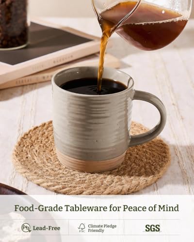 famiware Coffee Mugs Set of 4, 13 oz Mug Set, Ceramic Cup Set with Handle | Stoneware Mug for Coffee, Tea, Latte, Cappuccino, Microwave and Dishwasher Safe, Constellation Series，Cinnamon Brown - color: Constellation-Cinnamon Brown, size: 4 Count (Pack of