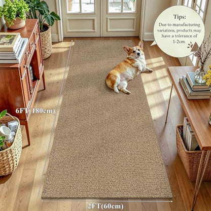 HEBE Washable Hallway Runner Rug 2'x6', Cotton Woven Kitchen Rug Runner | Non Slip Rubber Backed Hall Runners, Neutral Cotton Floor Carpet Runner for Entryway,Hallway, Bedroom,Bedside Rug - size: 2' x 6' (Rectangular)