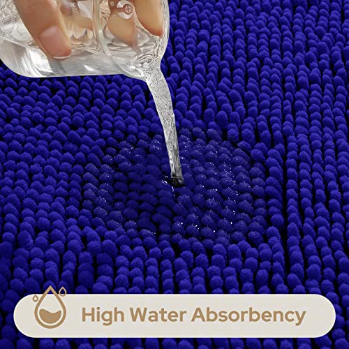 HOMEIDEAS 3 Pieces Bathroom Rugs, Ultra Soft Non Slip Absorbent Chenille Toilet Bath Mat Set (Royal Blue) - color: Blue-royal Blue, size: 17"x24"+20"x32"+U Shape 20"x24"