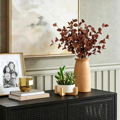 4PCS 22.2Inch Faux Eucalyptus Stems Plant leaves for Vase(Wine Red) | soft thin-styrofoam nice-touch natural look easy to adjust suitable for various vases without any maintenance - color: Deep Wine Red