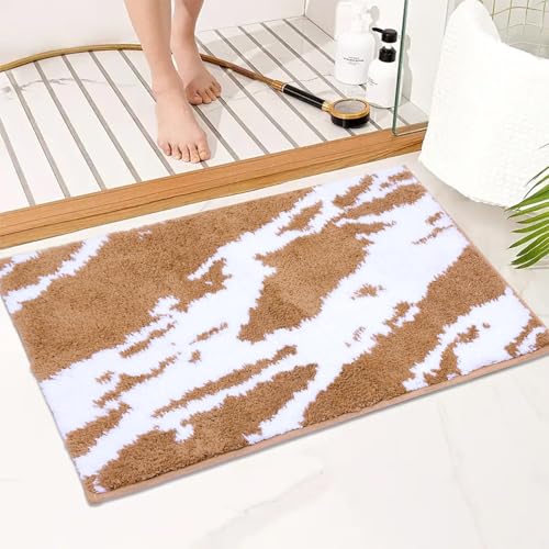 Bath Rug Mat Non Slip,Marble Indoor Doormat,20"x32" | Small Area Rug,Rubber Backed,Soft microfiber,Absorbent,Machine Washable,Bathroom,Entryway,Kitchen,Hallway - color: Beige White1