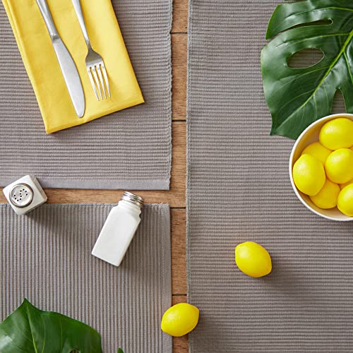 DII Basic Everyday Ribbed Tabletop 100% Cotton, Placemat Set, 13x19, Gray, 6 Piece - color: Gray, size: 13x19"