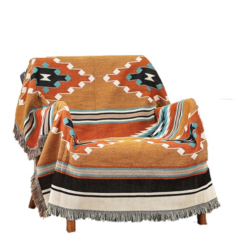 Homesy Aztec Throw Blanket Native Southwestern Bed Blankets 51"x63" Brown | Southwest Decor,Boho Style,Sofa Couch Chair Cover,Outdoor Beach Car Tent Travel Camping Use,Tapestry,Reversible and Tassel - color: Brown, size: 51"x63"