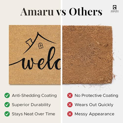Coir Welcome Mat, Non-Slip, Welcome Paws, 17 x 29 in | 100% Natural Coir, Anti-Shedding, Durable PVC Backing, Traps Dirt and Mud, Indoor and Outdoor Entryway, Easy to Clean - color: Welcome Paws