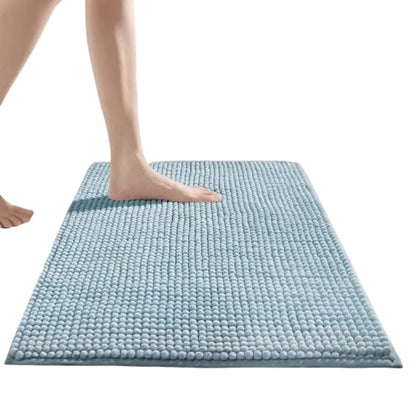 Chenilles Absorbent Bath Mat Rug Floor Carpet for Bathroom and Entryway with Nonslip Backing, Quick Drying Easy to - color: Blue 50cmx80cm