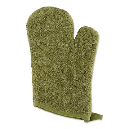 DII Basic Terry Collection 100% Cotton Quilted, Oven Mitt, Antique Green, 2 Piece - color: Antique Green, size: Oven Mitt