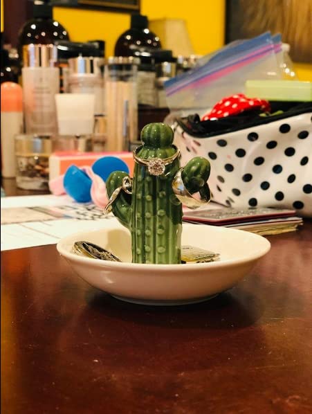 PUDDING CABIN Cactus Gifts for Women Christmas, Cactus Ring Holder Dish, Birthday Gifts for Women Thanksgiving Xmas Valentine's Day, Decorative Cactus Decor, Home Decor - style: Cactus Green