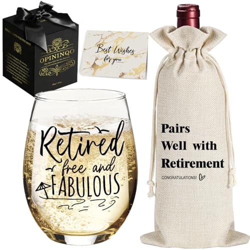 Funny 2026 Retirement Gifts for Women Men | Retirement Wine Glass Retired Free and Fabulous, Funny Birthday Gifts for Retired Friends Teacher Boss Nurses Friends