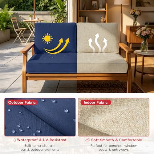 Custom Bench Cushion for Window Seat, Dining Nook & Entryway Bench - Made to Your Exact Size, Indoor/Outdoor Seat Cushion with High Density Foam