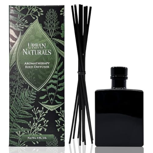 Reed Diffuser Set, BlackBerry Vanilla - Bathroom Shelf Décor | Ripe Blackberries, Warm Vanilla & Patchouli, 5 ounce Sleek Black Rectangular Refillable Glass Bottle, Made in the USA - color: Blackberry Vanilla